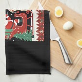 Boys Girls Santa Claus Riding Giraffe Sleigh Ugly  キッチンタオル (四つ折り)