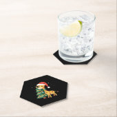 Boys Girls Santa Claus Riding Giraffe Sleigh Ugly ペーパーコースター (インサイチュ)