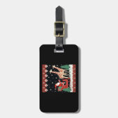 Boys Girls Santa Claus Riding Giraffe Sleigh Ugly  ラゲッジタグ (正面縦)
