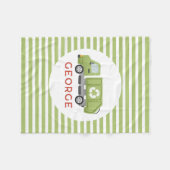 Boys Green Garbage Trash Truck Kids フリースブランケット (正面(横))