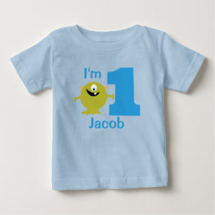 Boys Green Monster 1st BirthdayパーティーTシャツ ベビーTシャツ