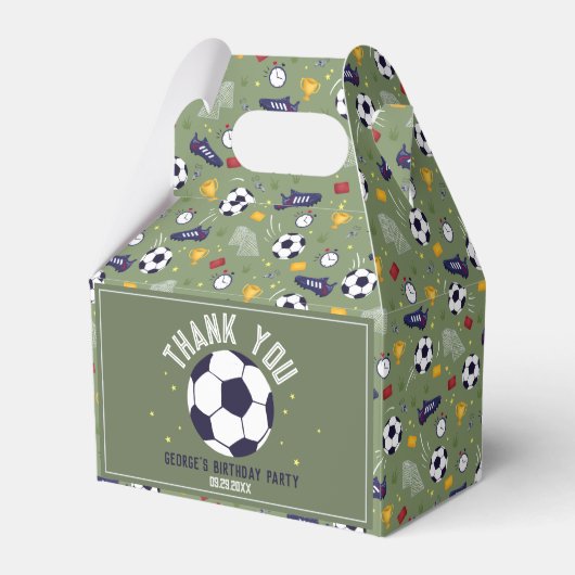 Boys Green Soccer Sports Kids Birthday  フェイバーボックス (正面サイド)