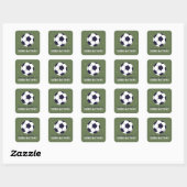 Boys Green Soccer Sporty Kids Bookplate スクエアシール (シート)