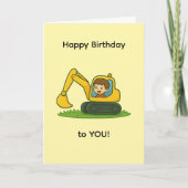 Boy''s Happy Birthday card with digger design カード (正面)