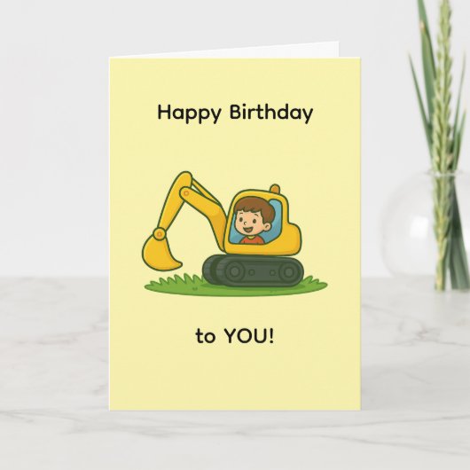 Boy''s Happy Birthday card with digger design カード (正面)