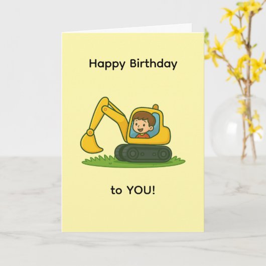Boy''s Happy Birthday card with digger design カード (黄色い花)