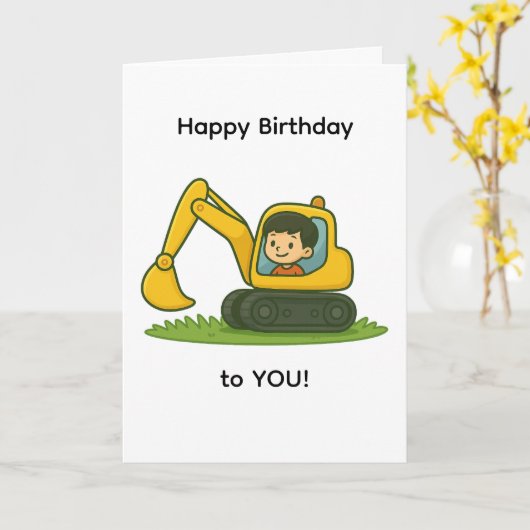 Boy's Happy Birthday card with digger design カード (黄色い花)