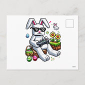 Boys Happy Easter Day Bunny Egg Video Game シーズンポストカード (裏面)
