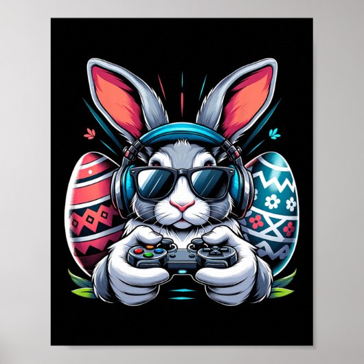 Boys Happy Easter Day Bunny Egg Video Game Kids Me ポスター (正面)