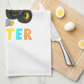 Boys Happy Easter Monster Truck Easter Eggs Toddle キッチンタオル (四つ折り)