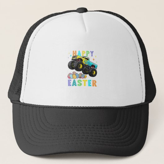 Boys Happy Easter Monster Truck Easter Eggs Toddle キャップ (正面)
