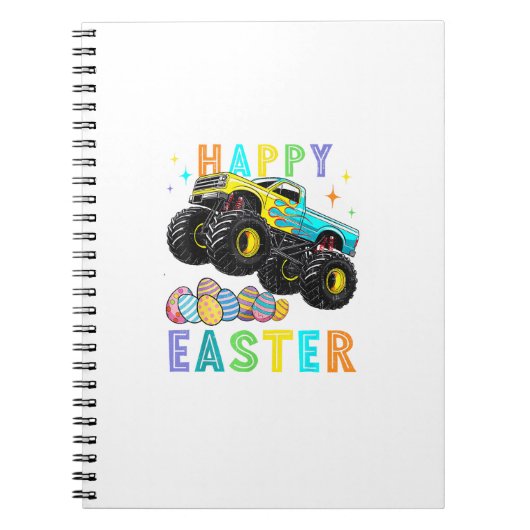 Boys Happy Easter Monster Truck Easter Eggs Toddle ノートブック (正面)