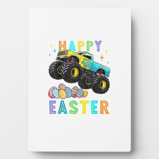 Boys Happy Easter Monster Truck Easter Eggs Toddle フォトプラーク (正面)