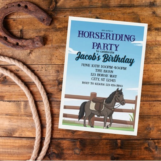 Boy's Horse Riding Birthday Party 招待状