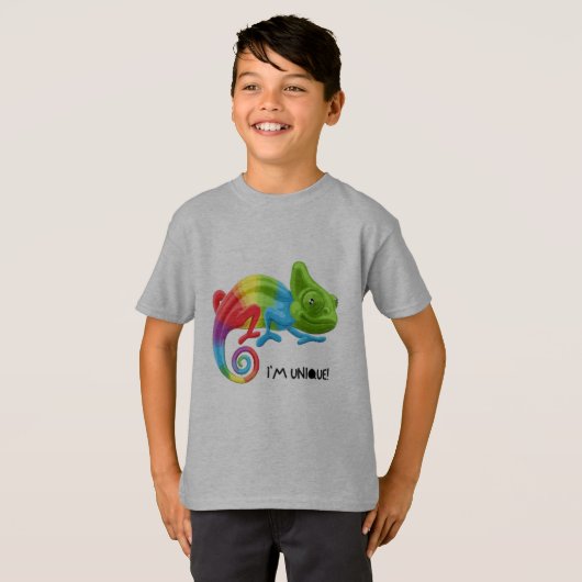Boys' I'm Unique Chameleon T-Shirt - Vibrant Tシャツ (正面フル)