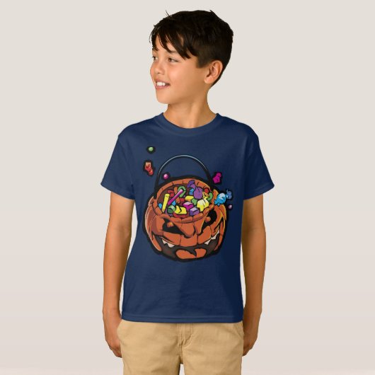 Boys Jack-O-Lantern Halloween graphic tee shirt Tシャツ (正面フル)