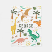 Boys Jungle Dinosaur T-Rex Kids フリースブランケット (正面)