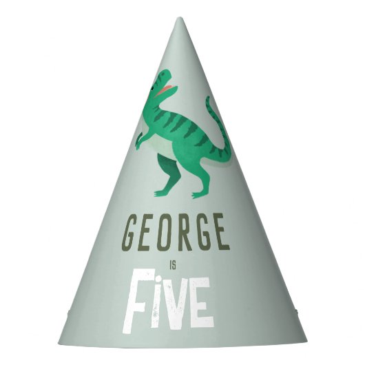 Boys Jungle Dinosaur T-Rex Kids Birthday パーティーハット (正面)