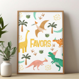 Boys Jurassic Dinosaur Party Favor Sign  ポスター