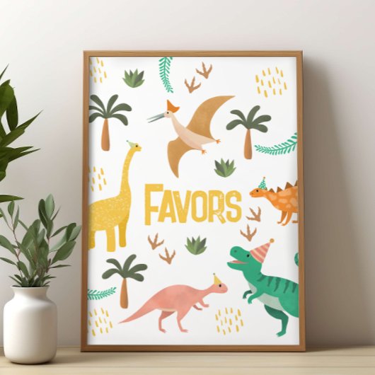Boys Jurassic Dinosaur Party Favor Sign  ポスター