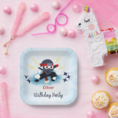 Boys Karate Ninja Warrior Birthday Paper Plates ペーパープレート (パーティー)