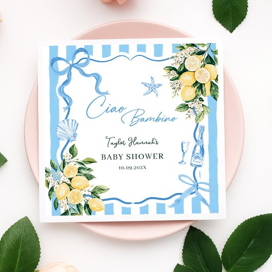 Boys Lemon Ciao Baby Italian Baby Shower スタンダードカクテルナプキン