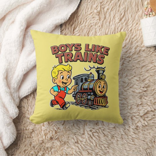 Boys like trains クッション (ブランケット)