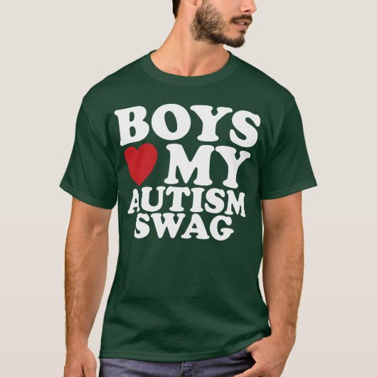 Boys Love My Autism Swag Awareness Heart friends Tシャツ (正面)
