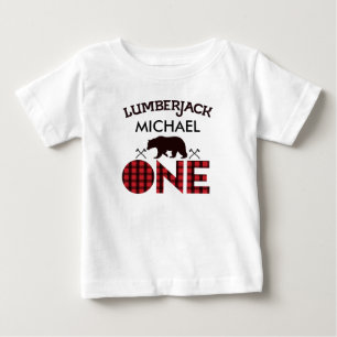 Boys Lumberjack Bear Arrows 1st誕生日Tシャツ ベビーTシャツ