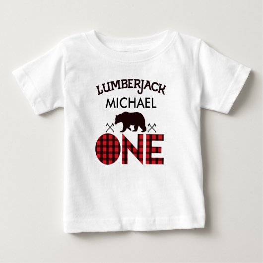 Boys Lumberjack Bear Arrows 1st誕生日Tシャツ ベビーTシャツ (正面)