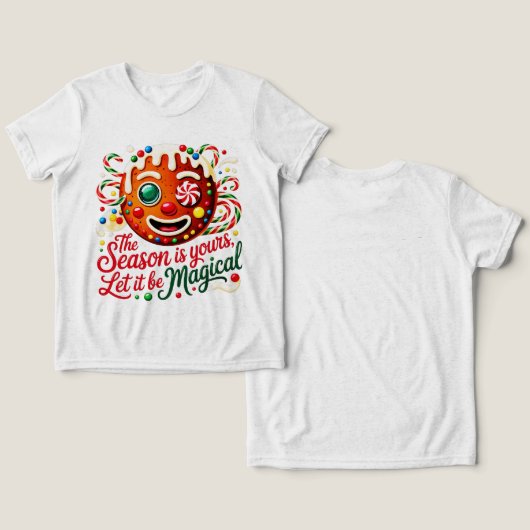 Boys' Magical Gingerbread Christmas Candy Cookie トライブレンドTシャツ (デザイン正面&裏面)