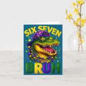 Boys Mardi Gras Six Seven Bruh Mardigator Alligato カード (黄色い花)
