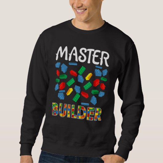 Boys Master Builderブリックおもしろい建物ブロック スウェットシャツ (正面)