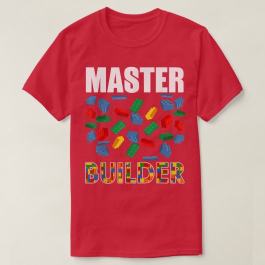 Boys Master Builderブリックおもしろい建物ブロック Tシャツ (デザイン正面)