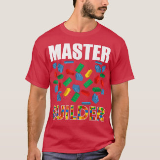 Boys Master Builderブリックおもしろい建物ブロック Tシャツ