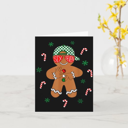 Boys Mens Christmas 6 7 Gingerbread Funny Meme Six カード (黄色い花)