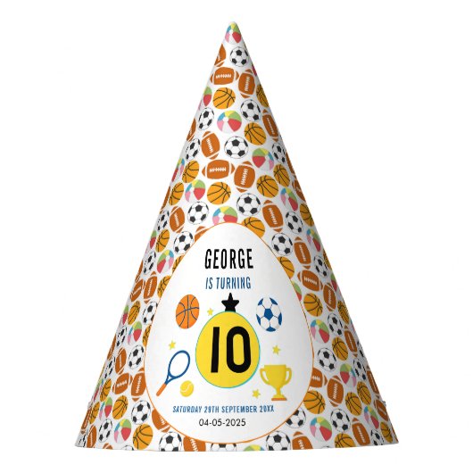 Boys Modern Sports Birthday Party | Game Day Theme パーティーハット (正面)