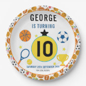 Boys Modern Sports Birthday Party | Game Day Theme ペーパープレート (正面)