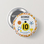 Boys Modern Sports Birthday Party | Game Day Theme 缶バッジ (正面&裏面)