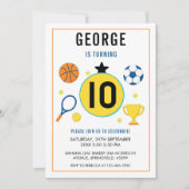 Boys Modern Sports Kids Birthday | Game Day Party 招待状 (正面)