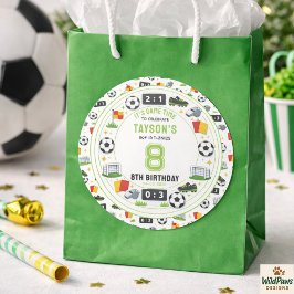 Boys Modern Sports Soccer Kids 8th Birthday Party ラウンドシール