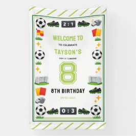 Boys Modern Sports Soccer Kids 8th Birthday Party 横断幕