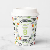 Boys Modern Sports Soccer Kids 8th Birthday Party 紙コップ (裏面)