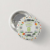 Boys Modern Sports Soccer Kids 8th Birthday Party 缶バッジ (正面&裏面)