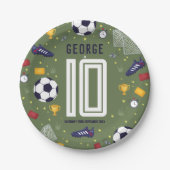 Boys Modern Sports Soccer Kids Birthday ペーパープレート (正面)