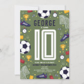 Boys Modern Sports Soccer Kids Birthday 招待状 (正面)