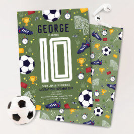 Boys Modern Sports Soccer Kids Birthday 招待状