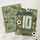 Boys Modern Sports Soccer Kids Birthday 招待状