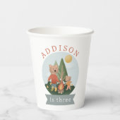 Boys Modern Woodland Forest Camping Bears Birthday 紙コップ (裏面)