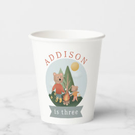 Boys Modern Woodland Forest Camping Bears Birthday 紙コップ